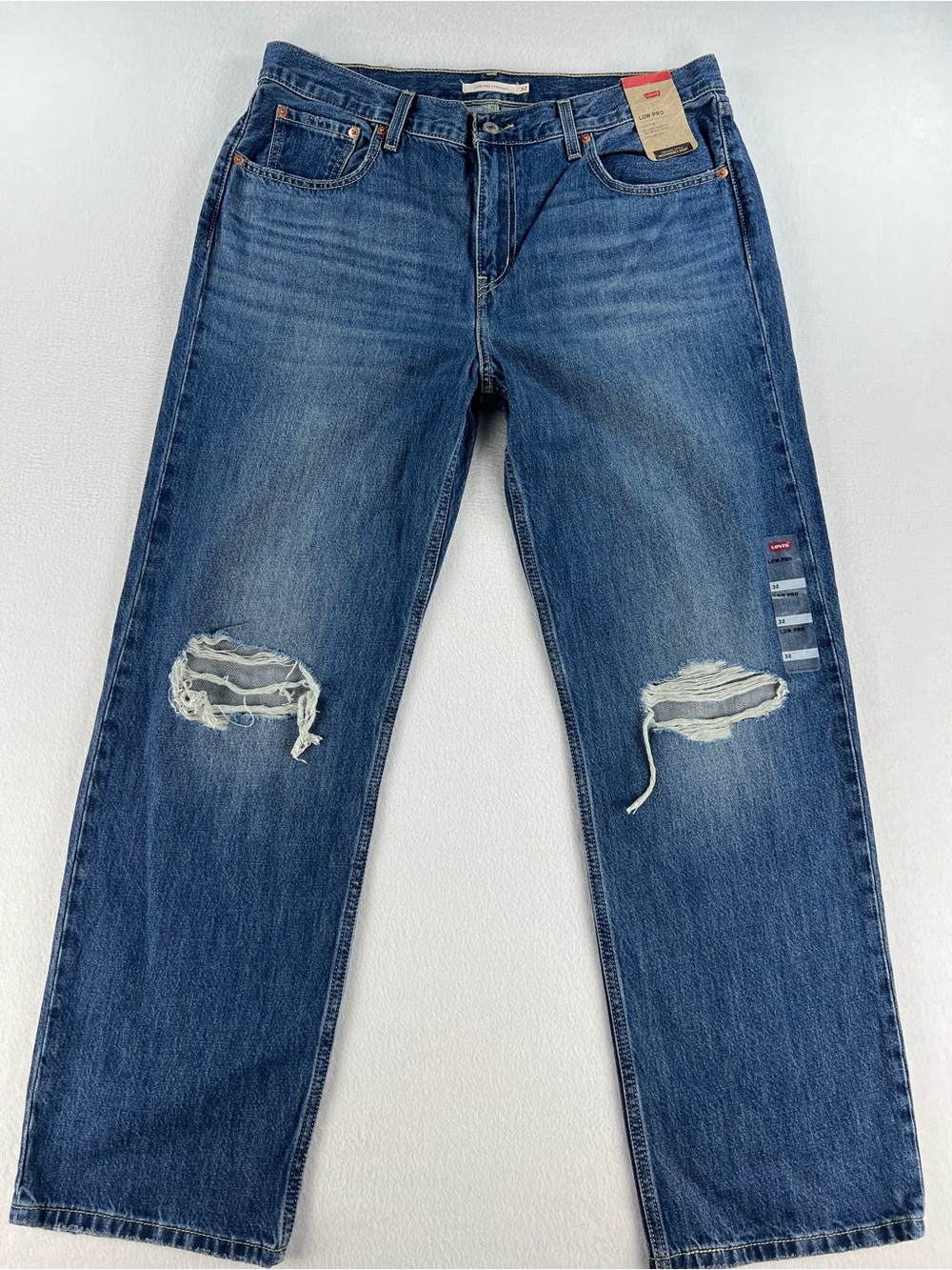 Levi's Men's Blue Straight-Leg Distressed Jeans